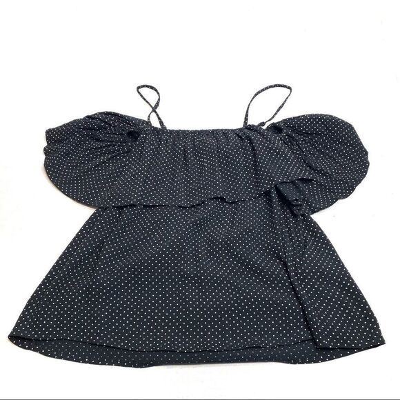 Billabong NWT summer nights black and white polka dot off shoulder top XS - Picture 4 of 16